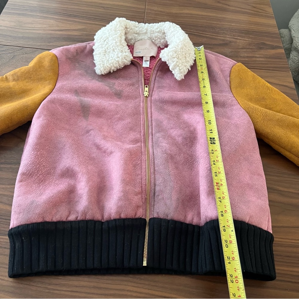 ANTHROPOLOGIE HUTCH faux suede Colorblock bomber Jacket - Picture 5 of 9
